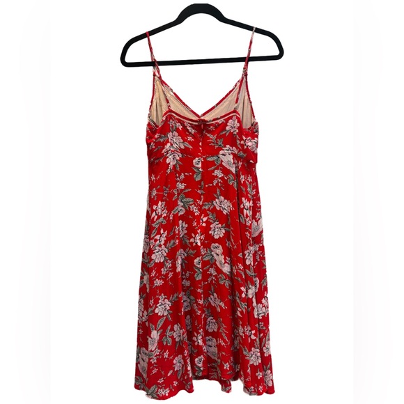 Lulus Esperanza Red Floral Midi Dress M Sleeveless Fit & Flare ❤️🌼❤️ - Picture 6 of 9